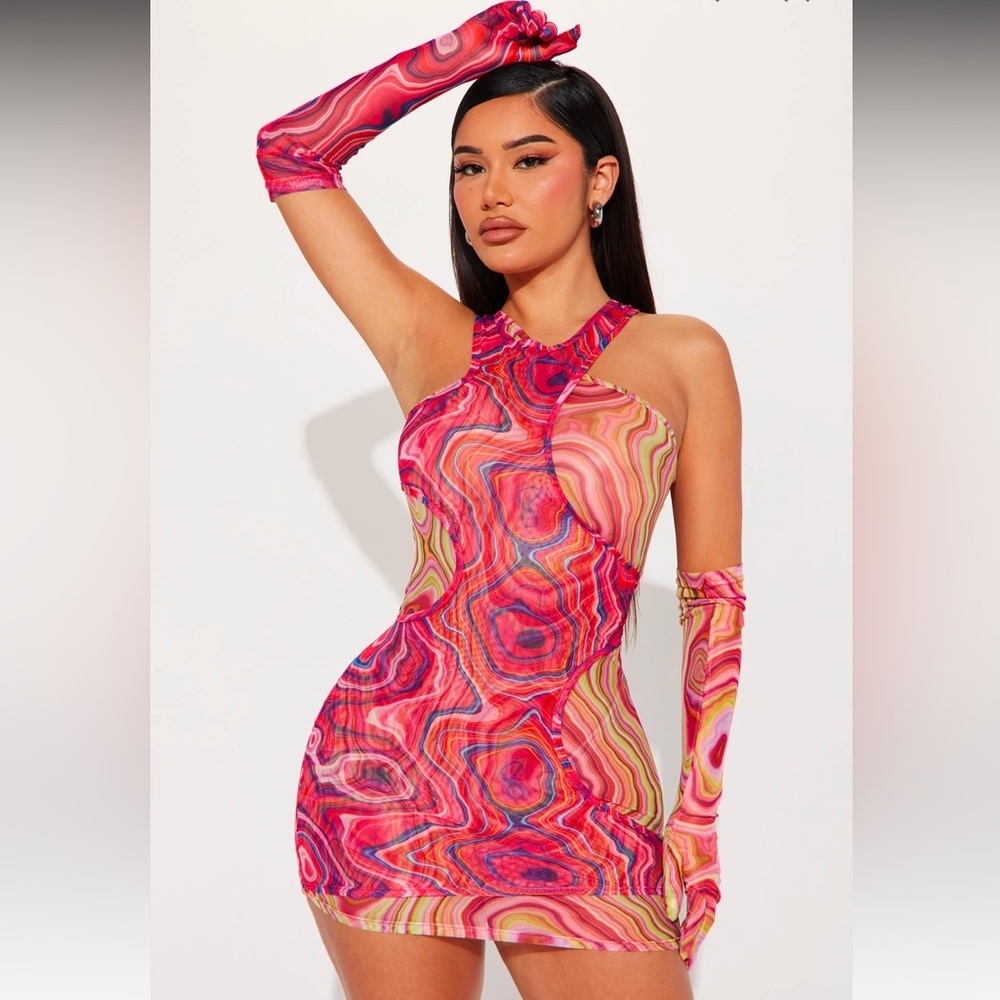 You Got It Mesh Dress Set - Multi Color